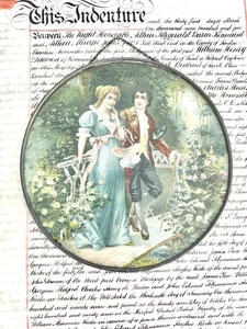 Antiker viktorianischer Rauchabzug schönes romantisches Paar auf Brücke - Bild 1 von 13