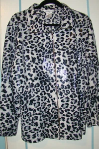 Misook 1X Shimmer Sequined Black & White Animal Print Zip Up Jacket - Picture 1 of 7