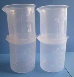 AUTOCLAVABLE LABORATORY PLASTIC MEASURING BEAKERS - 500ml, PACK OF 4 BEAKERS - Picture 1 of 1