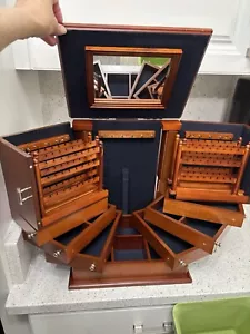 Lori Greiner 5 Tier Multi Compartments Jewelry Box Cherry Wood Mirror - Heavy - Picture 1 of 19