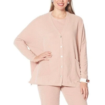 Cárdigan Wynne Lounge rosa con botones, pequeño Foto 1 de 4