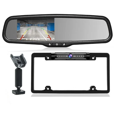 4.3" Car Rear View Monitor License Frame Backup Reversing Camera For Toyota Jeep - Image 1 of 4