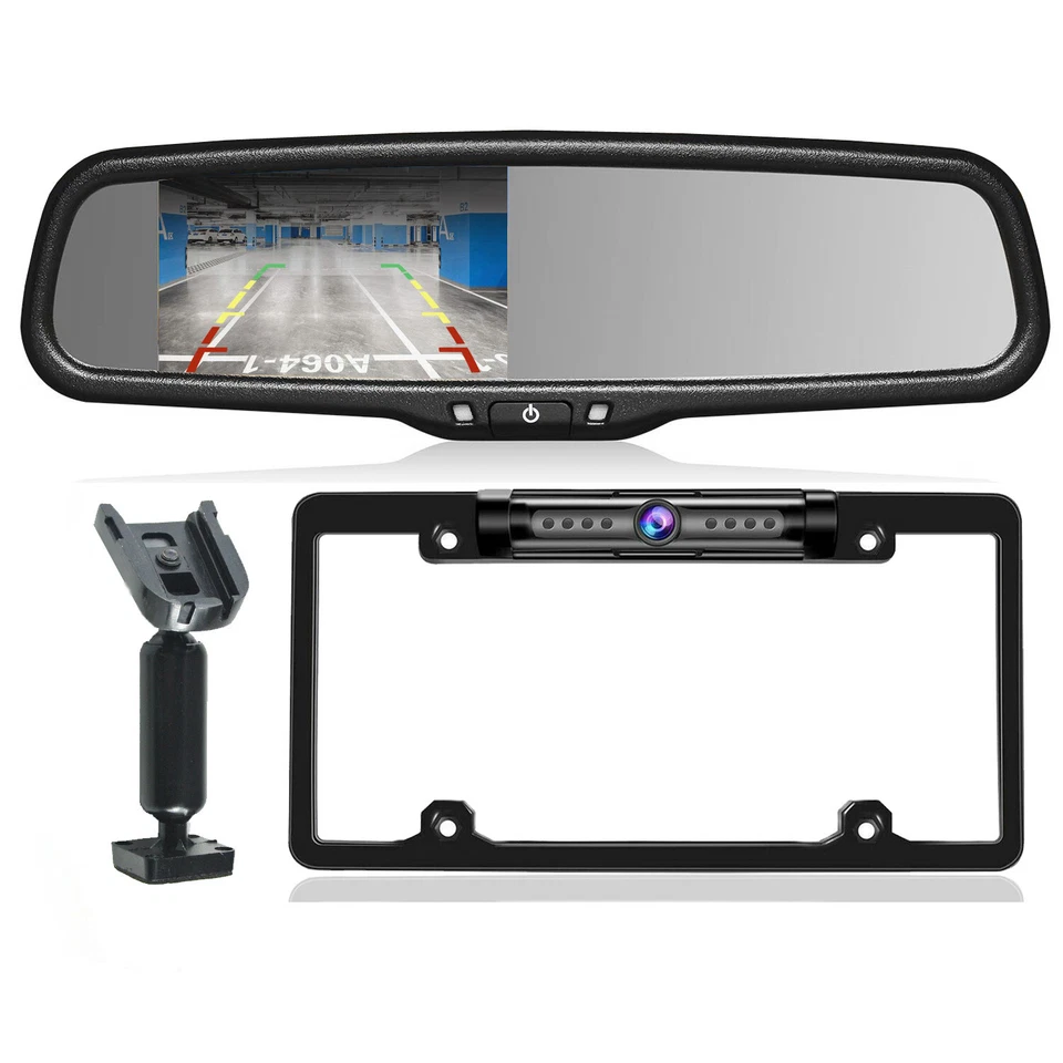 4.3" Car Rear View Monitor License Frame Backup Reversing Camera For Toyota Jeep - Image 1 of 4