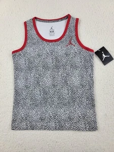 Jordan Jumpman Big Boy's S Basketball Tank Top Shirt Tee Black White Red Cement - Picture 1 of 8