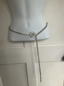 SPARKLY Silver Rhinestone Buckle BELT BNIP Or Long Adjustable NECKLACE NEW Gift - Picture 1 of 8