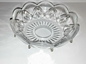 alte Lichtschale~ Ø100mm Kristall Glas mit 10 Seitenringe - Bild 1 von 3
