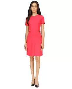 Michael Kors Women's Plus Size Scuba Crepe Chain Trim Mini Dress, Deep Pink, 3X - Picture 1 of 4