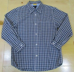 boys TOMMY HILFIGER long sleeve button shirt cotton size 7 blue and white plaid - Picture 1 of 11