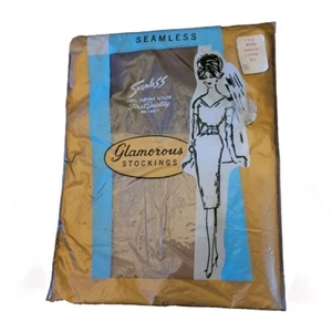 Vintage Glamorous Stockings Size 8.5 (Small) French Coffee - New In Packet - Picture 1 of 3