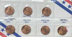 1982 P&D Lincoln Penny - 7 Coin Variety Set Uncirculated - Picture 1 of 1