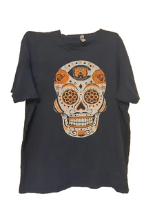 Camiseta negra temática Chicago Bears Sugar Skull Día de los Muertos talla grande - Imagen 1 de 7