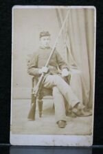 CDV Photo Armed Union Soldier Post-Civil War Musket Bayonet Buckle Pennsylvania