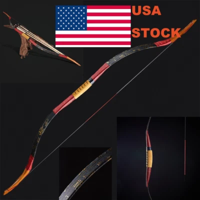 Arco recurvo de caza 20-50 libras hecho a mano de madera arco largo arco de caballo tiro con arco tiro al objetivo Foto 1 de 4