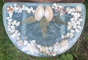Vintage Metal Wall Shelf Seashell Resin Top Beach House Coastal Seaside 10.25" - Picture 1 of 17