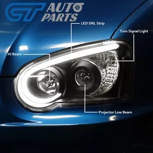 Black 3D LED Angle Eyes Projector Headlights for 03-05 Subaru Impreza WRX STI GD - Picture 1 of 16