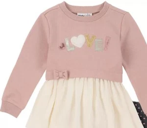 Kids Headquarters Toddler Girls French Terry and Georgette Ribbed Trim Belted - Picture 1 of 1