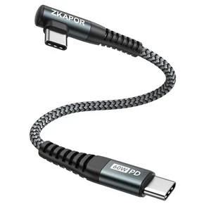 USB C auf USB C Kabel Kurz 30 cm,USB C Kabel 90 Grad Winkel Schnellladekabel 60W - Bild 1 von 7