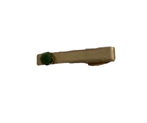 Vtg 1-3/8" Genuine Green Jade Stone Vintage Quality SHIELDS SMALL Tie Bar Clip - Picture 1 of 7