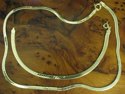 925 Argento Sterling Set Gioielli / 42,5cm Collier & 19,1cm Bracciale/Dorato - Immagine 1 di 3