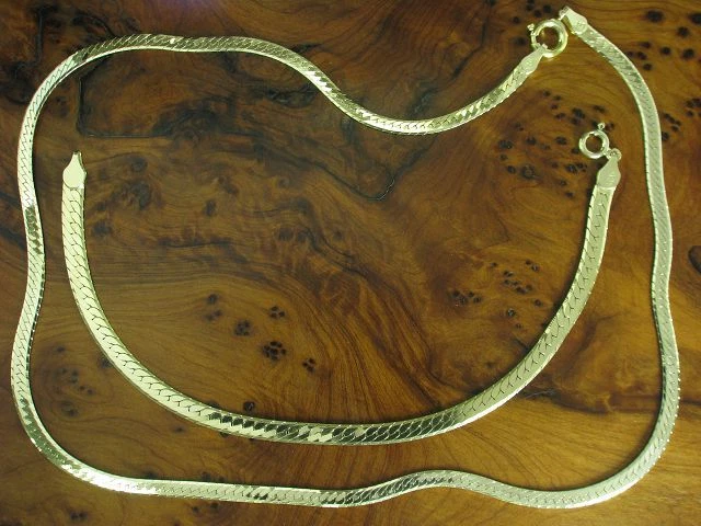 925 Argento Sterling Set Gioielli / 42,5cm Collier & 19,1cm Bracciale/Dorato - Immagine 1 di 3