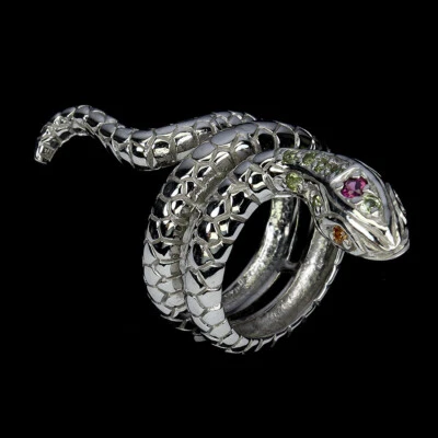 925 Sterlingsilber Ring Rund Rhodolith Peridot Saphir Edelstein Schmuck Größe 6 - Bild 1 von 4