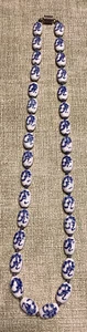 Vintage Chinese Blue White Porcelain Beaded Chinoiserie Necklace Hand Knotted - Picture 1 of 3