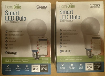 2-FEIT ELECTRIC HOMEBRITE SMART LED BULB REPLACES 60W USES 9W A19 BULB - Image 1 of 4