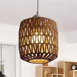 Rattan Woven Pendant Lamp Shade Cover Chandelier Lampshade Shades Replacement - Picture 1 of 13