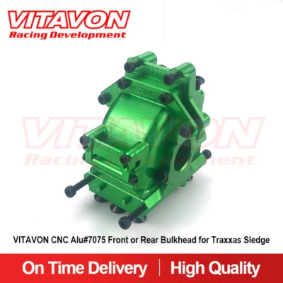 Vitavon CNC Alu#7075 Front or Rear Bulkhead for Traxxas Sledge Green