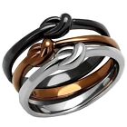 Women's Fashion Chocolate Plated Stainless Steel 3 Piece Ring Band Set