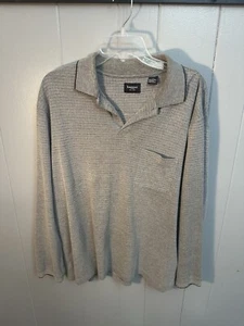 Haggar Polo Shirt Mens Gray Long Sleeve Polo Collared Preppy pocket size L - Picture 1 of 8