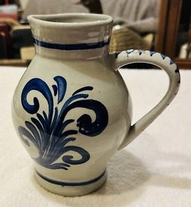 Jarra de vino jarra crema cerámica gres esmalte sal 1L alemana vintage 7,5" - Imagen 1 de 3