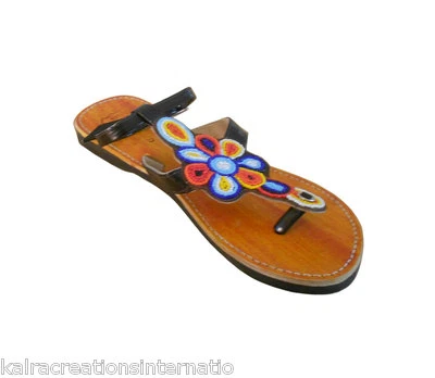 Women Slippers Leather Handmade Indian Slip On Flats Flip-Flops Camel US 6-10 - Image 1 of 4