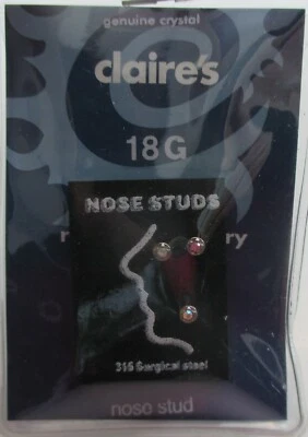 5JD b 18g crystal surg steel 3 NOSE STUD body jewelry Claire's - Image 1 of 3