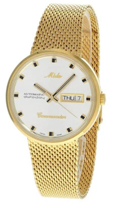 Reloj para hombre Mido Commander 37 mm SS esfera plateada malla dorada M8429.3.21.13 Foto 1 de 4