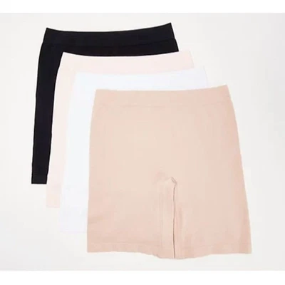 Breezies Panties ~ sz L Cotton Long Line 4 Pack Black Pink Beige White A475754 - Image 1 of 3