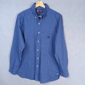 Chaps Ralph Lauren Mens Size S Blue Check Long Sleeve Crest Pocket Shirt - Picture 1 of 9