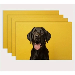 Schwarz Labor Tischsets 4er Set, Hundeliebhaber Geschenk, Esstisch Deko Leinen Urlaub - Bild 1 von 3