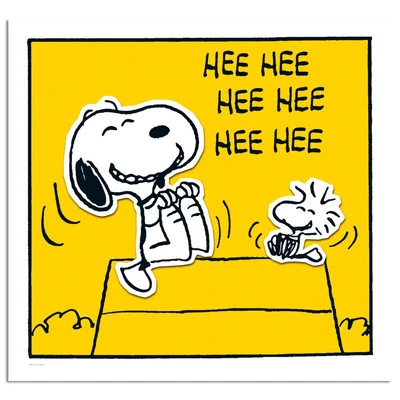 Arte de dibujos animados en lienzo de edición limitada numerado Peanuts "Hee Hee Hee Hee: Yellow" Foto 1 de 2
