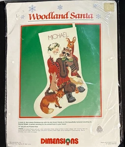 Dimensions WOODLAND SANTA NEU Crewel Stitchery Christmas Stocking Kit. Kostenloser Versand - Bild 1 von 6