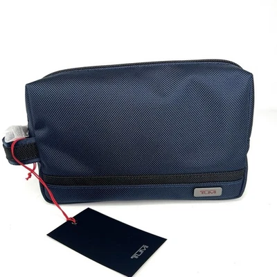 TUMI Travel Kit Medium Accessory Pouch Navy Blue with Black Trim - Image 1 of 4