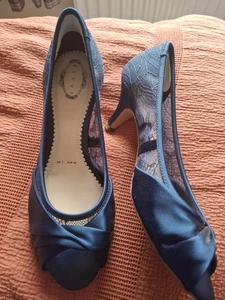 Debut Navy Blue Ladies Dress shoes- peep toe - size 7, Wedding, Bridesmaid - Picture 1 of 6