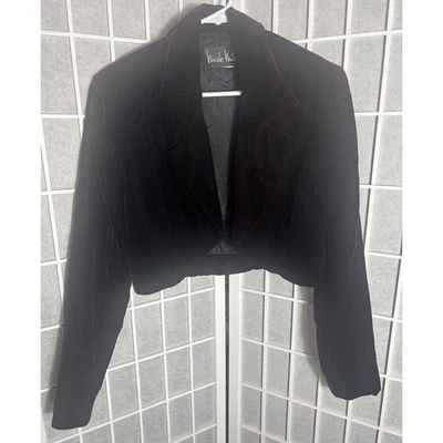 Chaqueta Bolero Vintage Nicole Miller Terciopelo Borgoña Talla Pequeña Gótica Capricho Foto 1 de 4