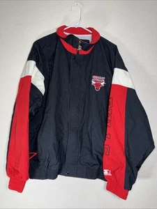 Chicago Bulls Vintage 90s NBA Starter Full Zip Lined Windbreaker Jacket XL - Picture 1 of 7