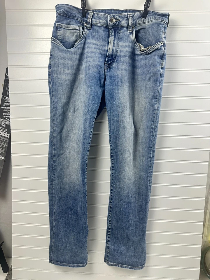 Pantalones de mezclilla Buffalo David Bitton ajustados ceniza auténticos para hombre 34x30 azul algodón elástico Foto 1 de 4