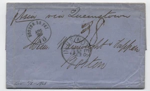 1863 Liverpool to boston stampless 58 in US notes depreciated currrency [45.641] - Picture 1 of 3