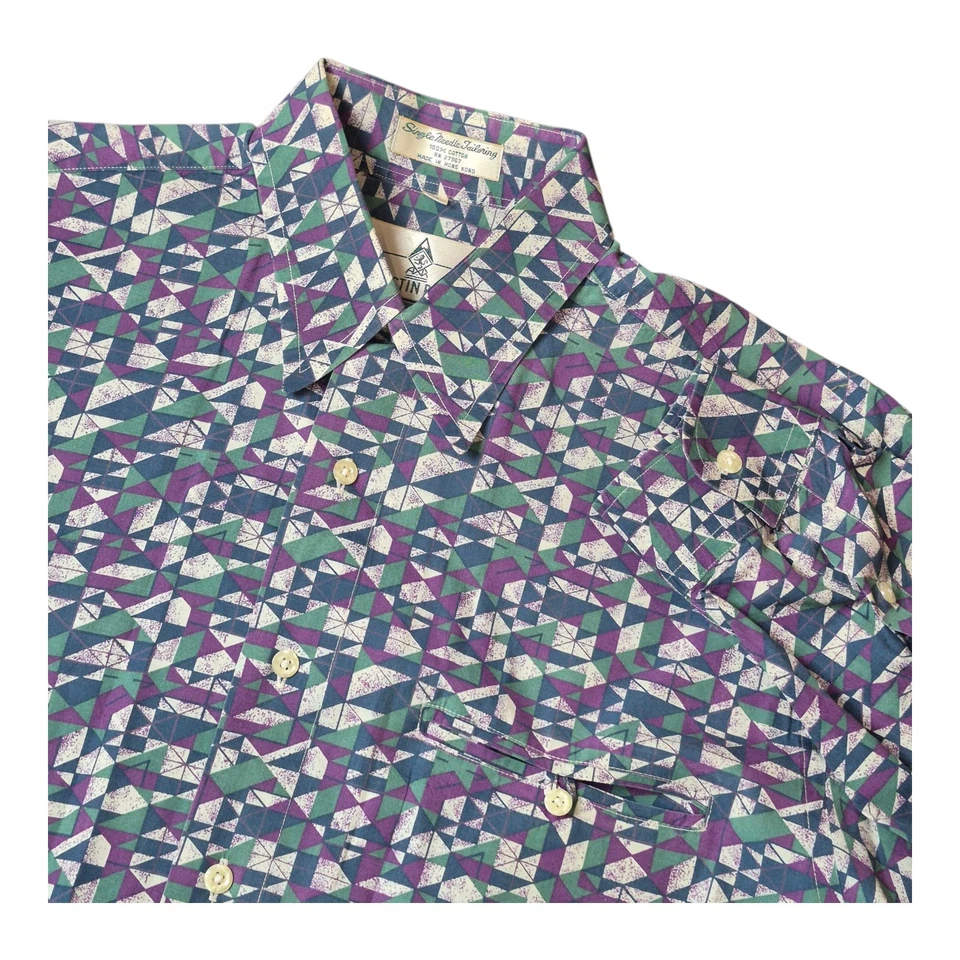 VTG 90s Austin Reed Long Sleeve Button Down Shirt Geometric Retro Men's M - Image 1 of 4