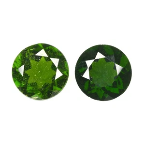 3.98 Ct Matching Pair Eye Popping Round (8 x 8mm) Green Natural Chrome Diopside - Picture 1 of 7