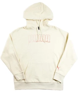 Puma Lux Womens Hoodie S Sweatshirt Pullover Long Sleeve Fleece Cream NEW - Picture 1 of 6