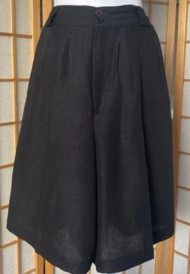 Pantalones Cortos De Colección Giorgio Sant'Angelo Para Mujer Mezcla de Lino Negro Talla 10 Cintura Alta Foto 1 de 4